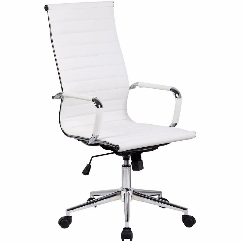 Nicer Furniture Ribbed PU Leather with Wheels Adjustable High Back Chair