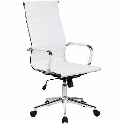 Nicer Furniture Ribbed PU Leather with Wheels Adjustable High Back Chair