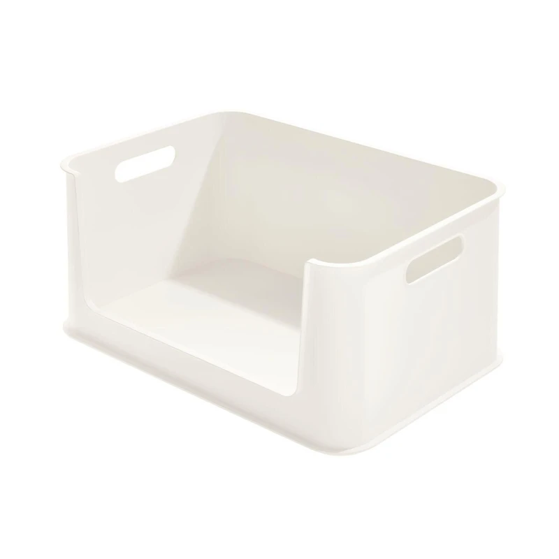 iDesign Coconut Eco BPA-Free Recycled Plastic 16.9" Large Open-Front Storage Bin with Handle - 16.9" x 11.9" x 8"