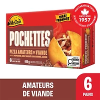 McCain® Pizza Pockets® Pizza Pockets Amateurs de Viande, Fabriqué au Canada à Partir d'Ingrédients Canadiens et Importés 6 x 100g