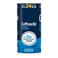 Cottonelle Ultra Clean Toilet Paper, Strong Toilet Tissue, 6 Mega Rolls (6 Mega Rolls = 24 Regular Rolls), 284 Sheets per Roll