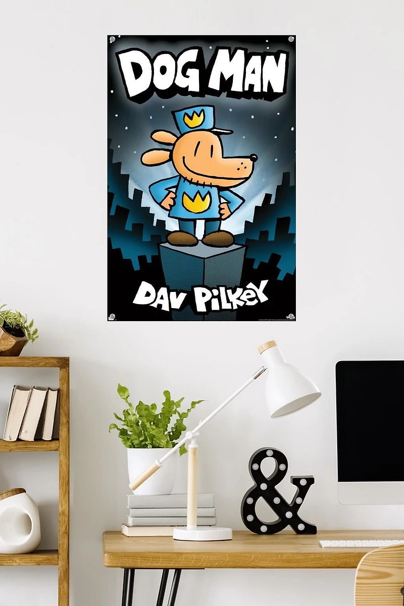 Dog Man - Book Cover (2016) Wall Poster with Pushpins, 22.375" x 34"