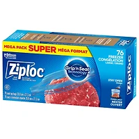 Ziploc Sacs de congélation grand format pour la conservation des aliments, Technologie Grip 'n Seal 76 sacs