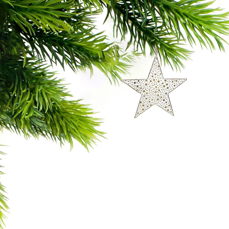 Ornement Étoile Blanc Et Doré Moyen