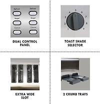 Kenmore Grille-Pain 4 Tranches, Commandes Doubles, Acier Inoxydable, Réglages de Brunissement Personnalisés