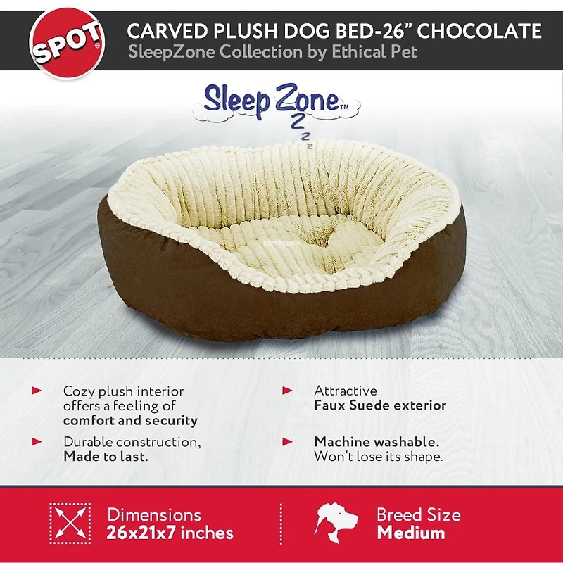 Sleep Zone Lit pour Chien en Peluche Sculpté