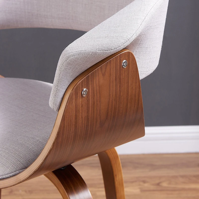 Tabouret de comptoir de mi-siècle de 26 po en tissu et bois cintré – gris