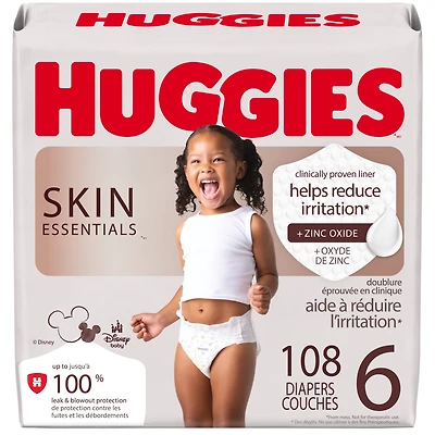 Huggies Skin Essentials Baby Diapers, Size 6 (35+ lbs), 108 Count