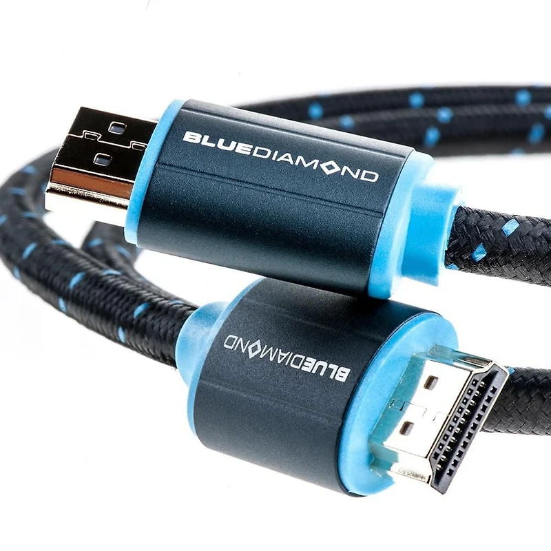 Câble HDMI 4K tressé BlueDiamond - Ultra HD, 18Gbps, HDR dynamique, HDMI 2.0, 4K@60Hz, mâle à mâle - Noir et bleu