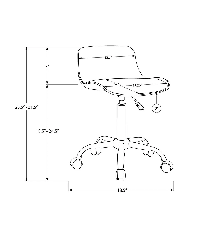 Monarch Specialties Chaise De Bureau, Hauteur Ajustable, Pivotant, Ergonomique, Bureau, Travail, Juvénile, Métal, Pu D'aspect Cuir, Blanc, Contemporain, Moderne