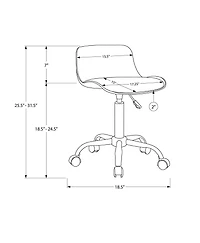 Monarch Specialties Chaise De Bureau, Hauteur Ajustable, Pivotant, Ergonomique, Bureau, Travail, Juvénile, Métal, Pu D'aspect Cuir, Blanc, Contemporain, Moderne