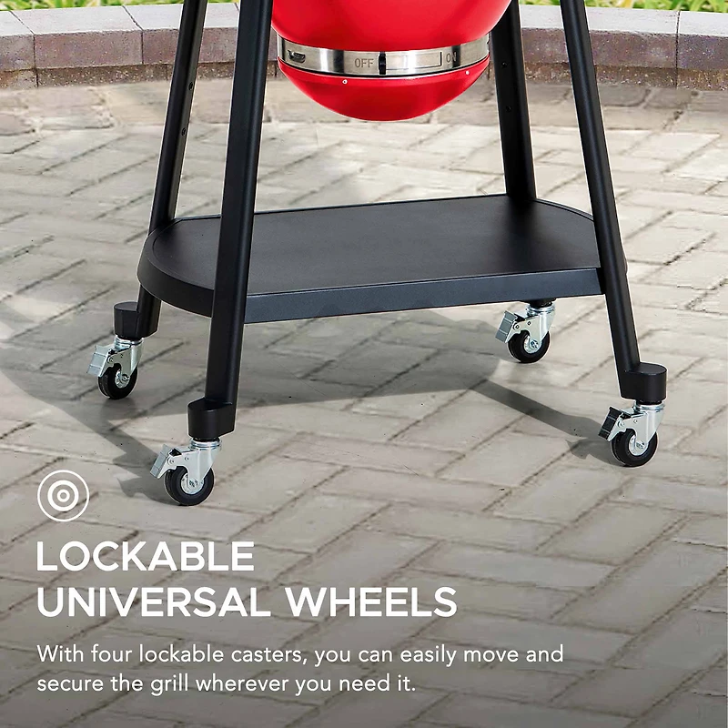 Sunjoy Charcoal Grill 20-Inch Kamado Grill Outdoor Egg Grill with Pizza Stone, Ultimate BBQ Grill and Smoker with Wheels