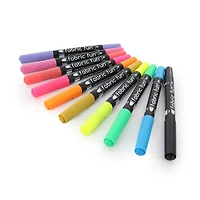 FABRIC FUN Fabric Markers, Dual Tips, Bright Colours, Set of 10, 10 Pack