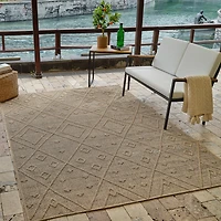 Tapis d'interieur exterieur abstrait Rug Branch Hogar, marron beige, bohème - Salon, chambre, salle a manger et cuisine