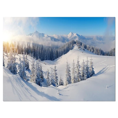 Designart Panorama des montagnes d'hiver Art mural sur toile