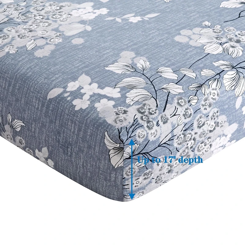 Ensemble de literie Marina Décoration ultra douce et soyeuse, imprimée, en rayonne de bambou, toutes saisons, avec taies d'oreiller, motif floral romantique délavé à l'encre