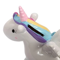 Truu Design mignon nouveauté Polyresin Unicorn Kids Money Bank, 7,5 x 2,75 x 6,25 pouces, multicolour