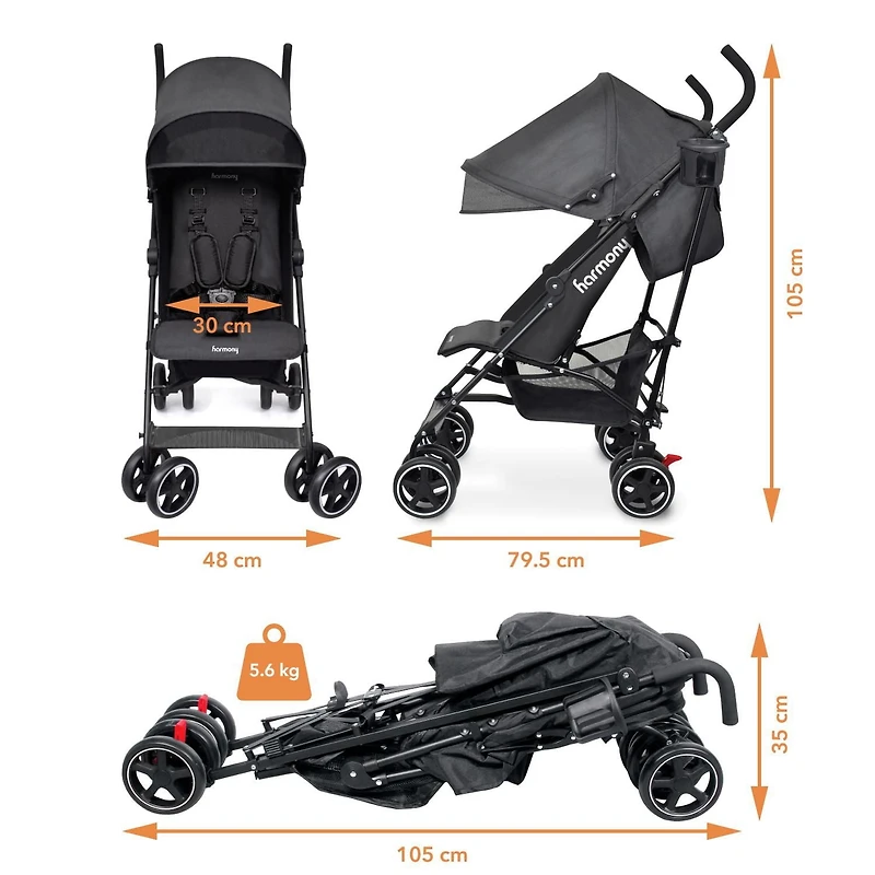 Harmony Aspire Deluxe Umbrella Fold Stroller, Umbrella Fold Stroller