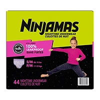 Ninjamas Nighttime Bedwetting Underwear Girl, Sizes S/M - L/XL, 34-44 Count