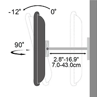Techly 23" to 55" 2-Arm Full Motion Flat or Curved LCD/LED TV Wall Mount - Tilt +/-12° VESA up to 400x400 mm, Black
