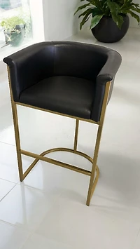 Tabouret de bar Kanye en cuir synthétique noir (lot de 2