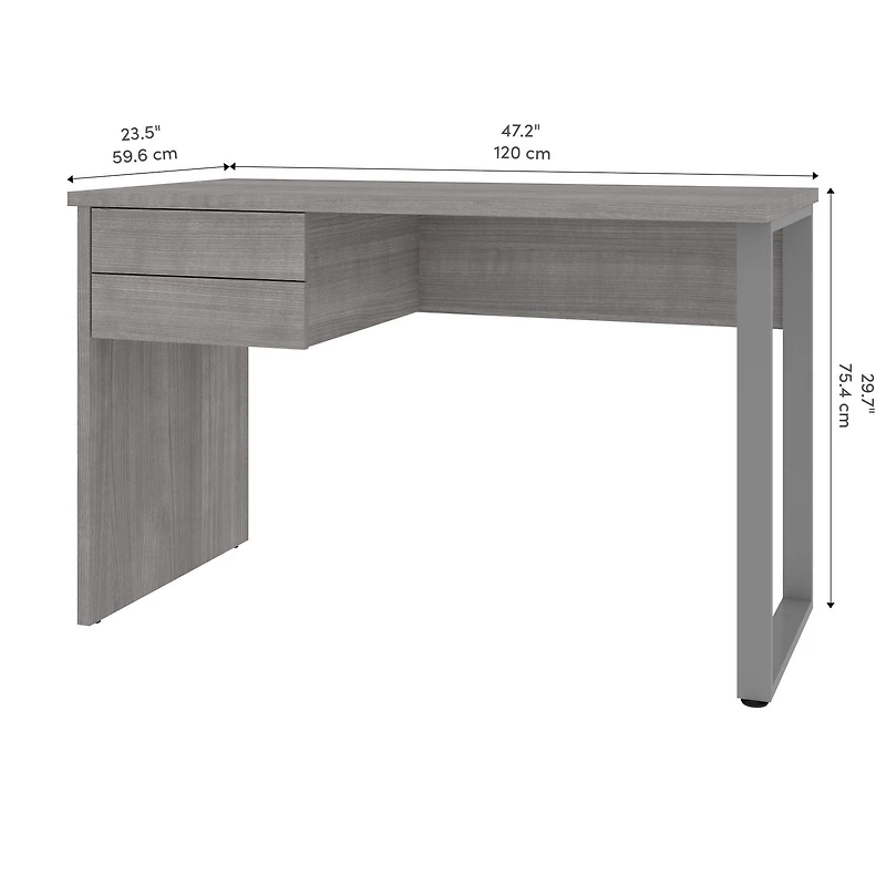 Petite table de Bureau 48L avec Patte de Métal en U Solay de Bestar, gris platine