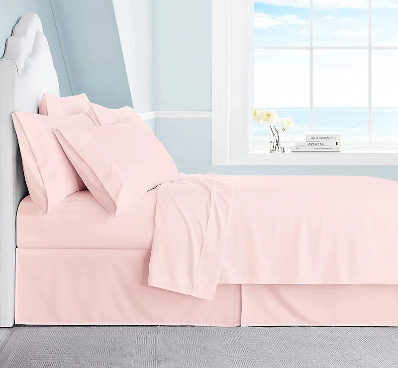 Ensemble de draps de luxe Swift Home 6 pièces avec taie d'oreiller additionnelle, Queen, Rose
