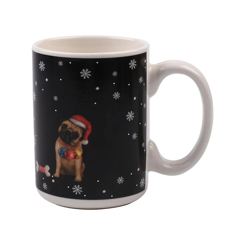 Holiday Time Tasse en céramique thermoactive - chiens et chapeau de Noël, 1 pièce Volume / Quantité : 490 ML / 16,5 OZ x 1
