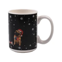 Holiday Time Tasse en céramique thermoactive - chiens et chapeau de Noël, 1 pièce Volume / Quantité : 490 ML / 16,5 OZ x 1
