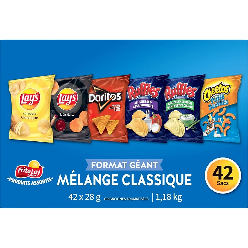Frito-Lay Variety Packs Classic Mix Flavoured Snacks, 1176g