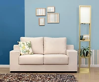 Simple Designs Floor Lamp Etagere Organizer Storage Shelf with Linen Shade