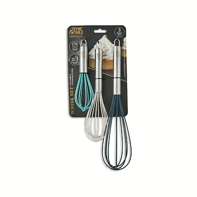 Thyme & Table 3-Piece Silicone Whisk Set, Whisk Set
