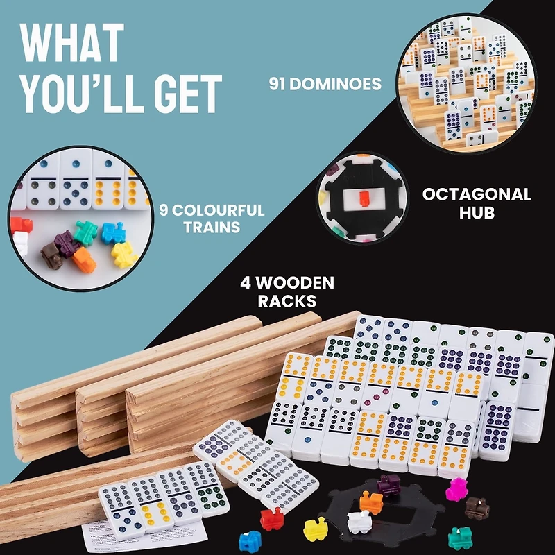 Tradeopia Jeu de Dominos Mexicain Double 12 avec 91 Tuiles