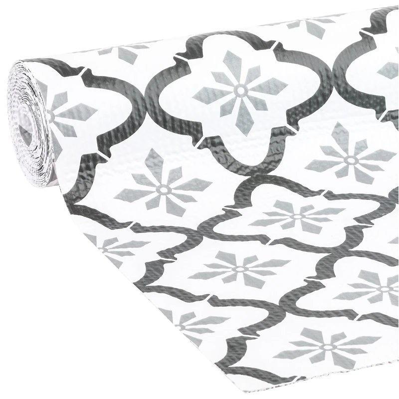 EasyLiner Smooth Top Shelf Liner, Grey Quatrefloral, 20 in. x 6 ft. Roll, <ul><li>Non-adhesive</li><li>smooth surface</li><li>Easy to Intall</li></ul>