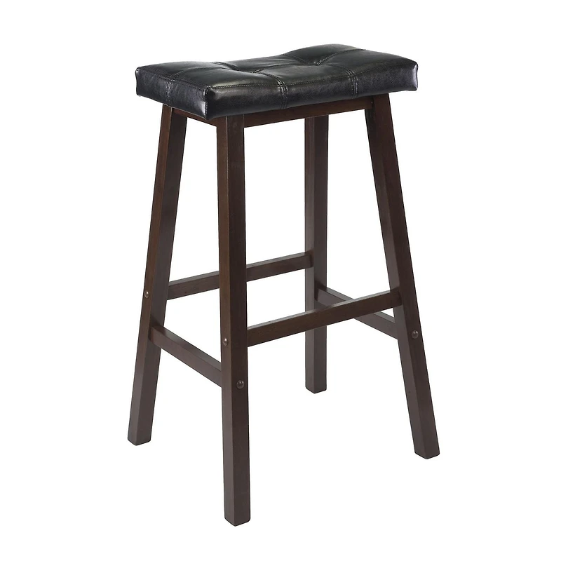 Winsome Mona Cushion Saddle Seat Bar Stool, Black & Walnut - 94069