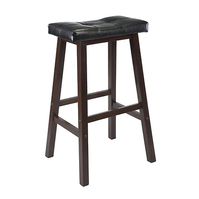 Winsome Tabouret de bar Mona Cushion Saddle Seat, noir et noyer  - 94069