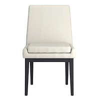 Contemporary Faux Leather and Metal Dining Chair, Set of 2 - Beige and Black