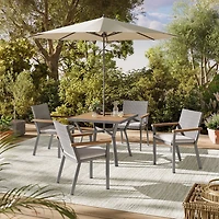 Songmics Home Collection Sencillo - Ensemble de 5 Meubles de Jardin, 4 Chaises de Salle à Manger, 1 Table, en Rotin Synthétique PE, Gris et Beige