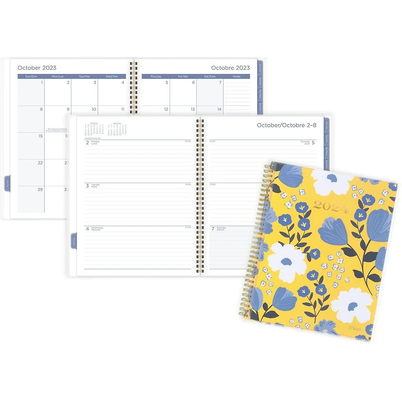 Mead® Large Weekly/Monthly Caprice Floral Yellow CYO Planner
