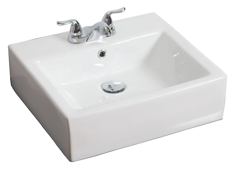 Lavabo vasque rectangulaire blanc American Imaginations, 50cm de largeur par 45,72cm de profondeur, couleur blanc pour un robinet de 10 cm.