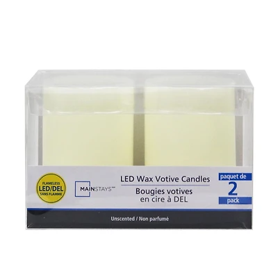 Mainstays Unscented LED Wax Votive Candles, Pack of 2, 1.875"x2.5"H