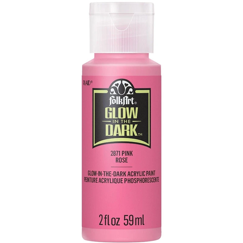Peinture acrylique phosphorescente FolkArt - Rose, 59 ml