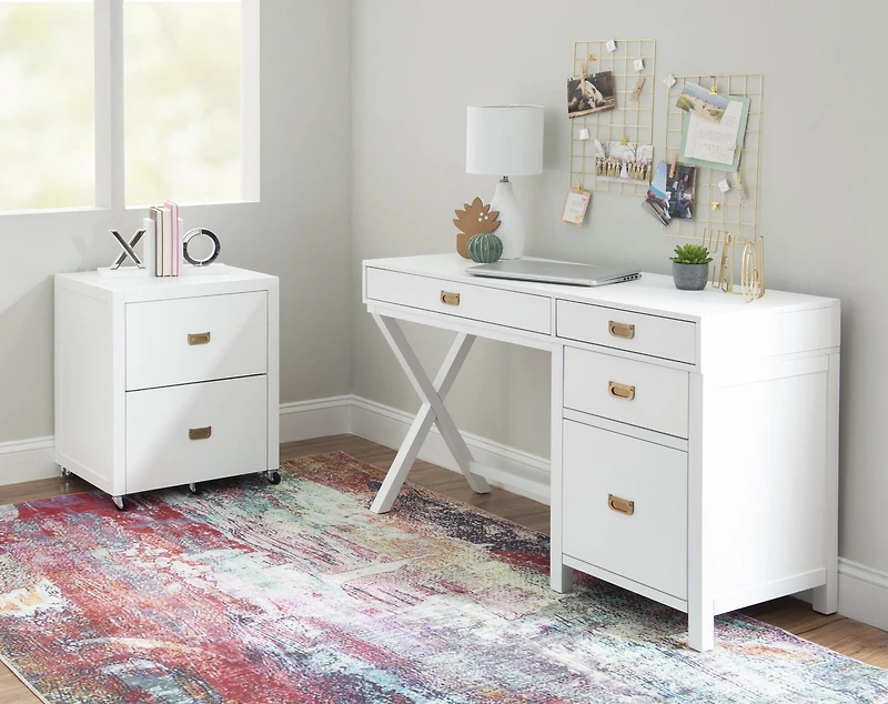 Posey Side Storage Desk, White