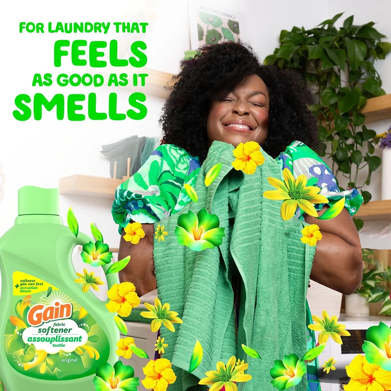 Gain Liquid Fabric Softener, Original Scent, Smooth Touch - softness you can feel, 2.63L