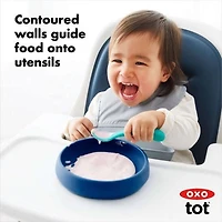 OXO Tot - Silicone Plate - Food-Safe Silicone - Flexible - Perfect for Toddlers Learning to Feed Themselves - BPA-free - Navy