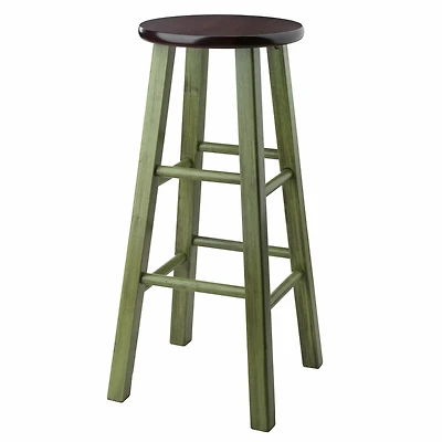 Ivy 29" Bar Stool Rustic Green w/ Walnut Seat