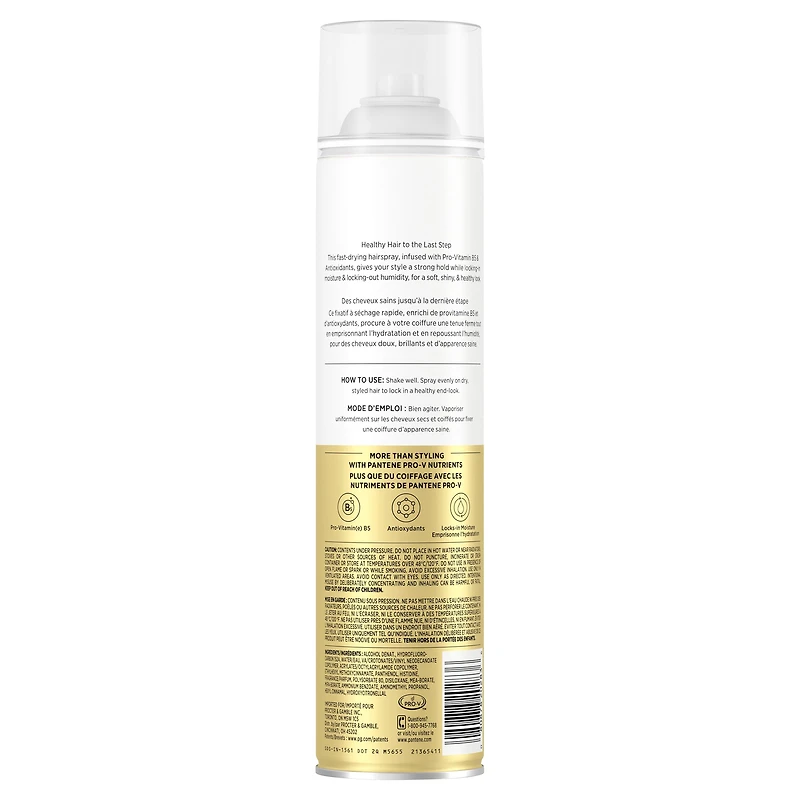 Fixatif à tenue ferme Pantene, niveau 4, formule riche en nutriments avec provitamine B5