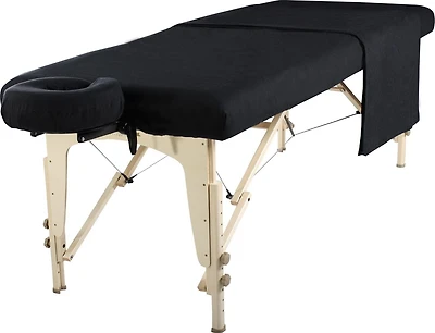 Set de 3 pièces de drap en flanelle de coton Master Massage comprenant un drap plat, un drap housse et un protège visage - NOIR