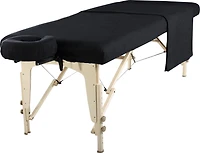Set de 3 pièces de drap en flanelle de coton Master Massage comprenant un drap plat, un drap housse et un protège visage - NOIR