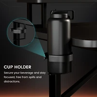 Bureau de jeu LED GTRACING Lumina Elite avec ports USB et prises électriques, pour maison et bureau, support d'écran et charge sans fil, Noir
